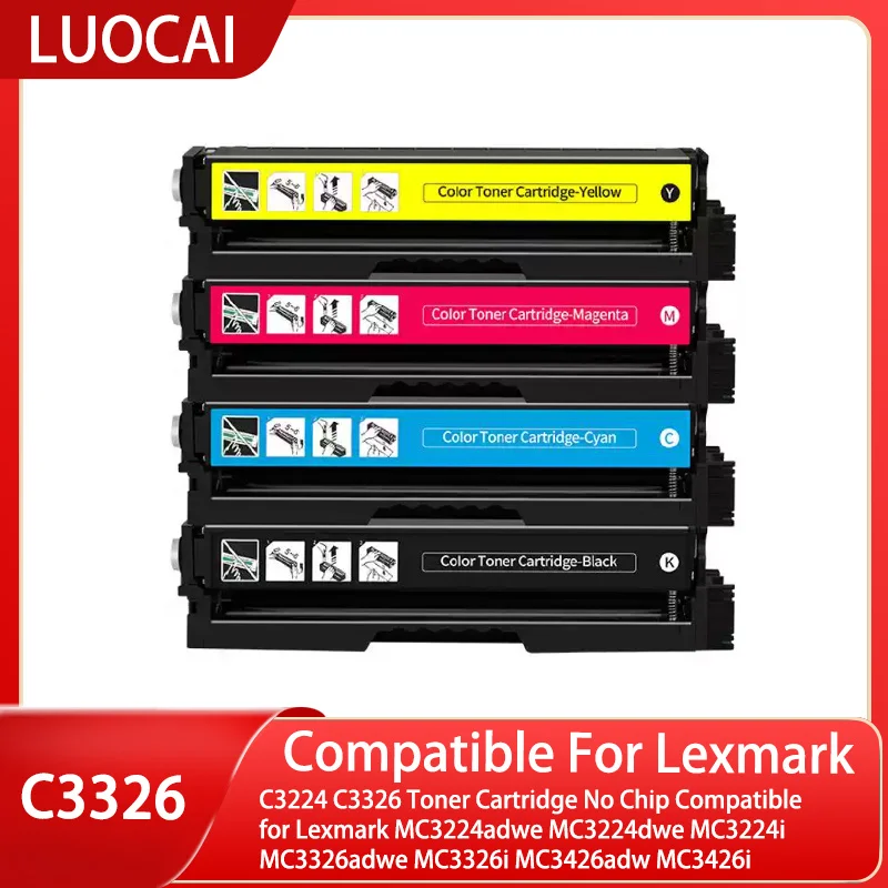 C3224 C3326 Toner Cartridge No Chip Compatible for Lexmark MC3224adwe MC3224dwe MC3224i MC3326adwe MC3326i MC3426adw MC3426i