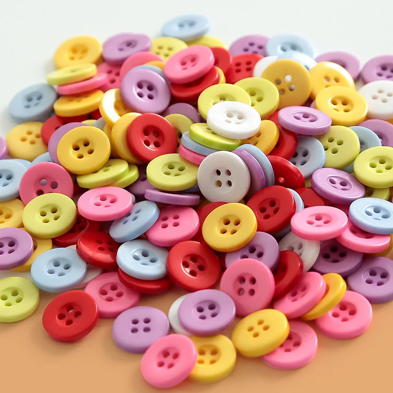 بقعة Hot البيع 15 مللي متر اللون الراتنج أربعة العين واسعة الحواف أزرار مختلط اللون أزرار اليدوية Diy بها بنفسك أزرار لون الحلوى #2
