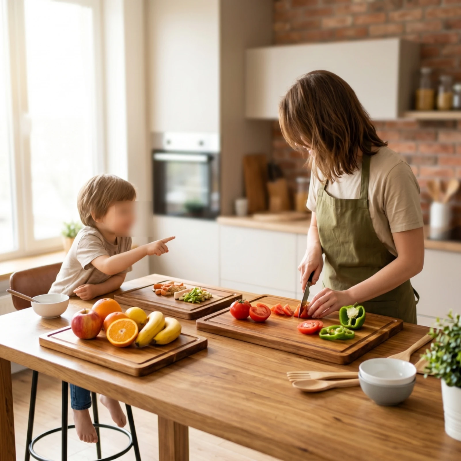 3 Pieces Cutting Board with Juice Groove Gentle on Knives Wooden Chopping Board Food-Safe Non for Home Cooks, Kitchen