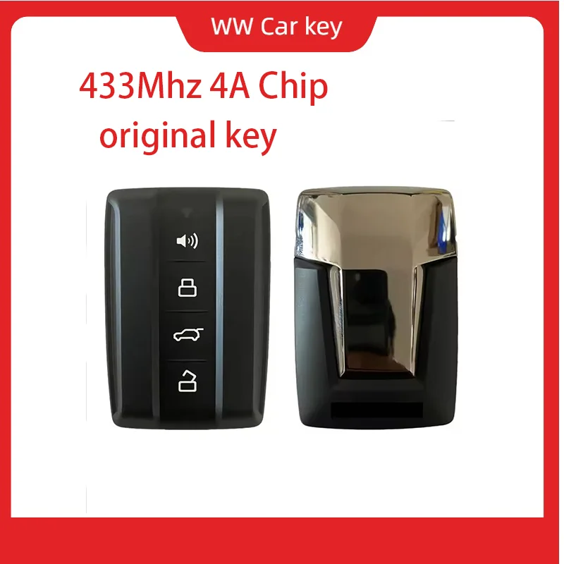 

Автомобильный смарт-ключ-карта для Great Wall GWM TANK 300 2021-2023, интеллектуальный пульт дистанционного управления, брелок с логотипом, 4 кнопки, 433 МГц, 4A чип