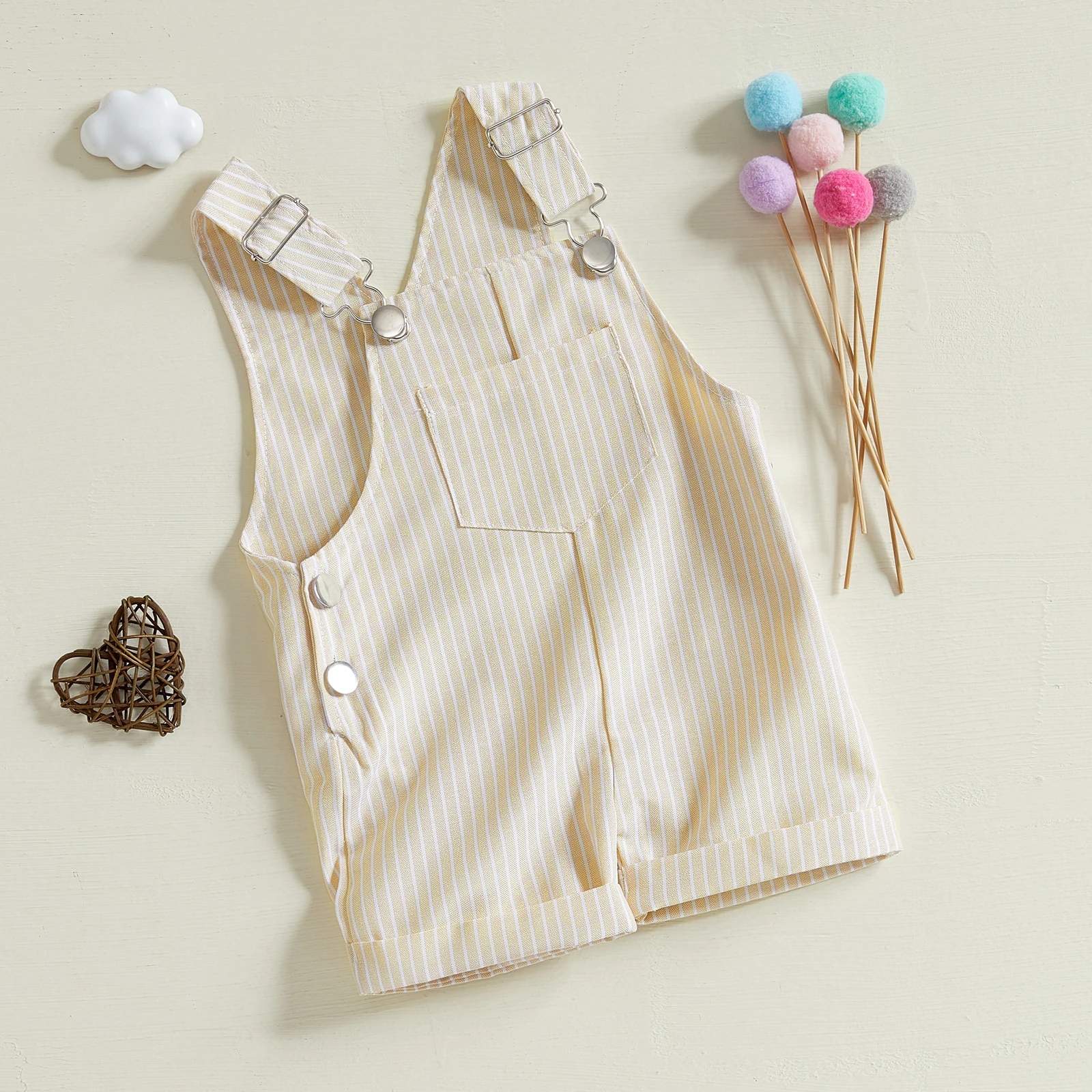 

0-3Y Toddler Baby Overalls Stripe Print Sleeveless Suspender Shorts Jumpsuit for Summer Boys Clothes