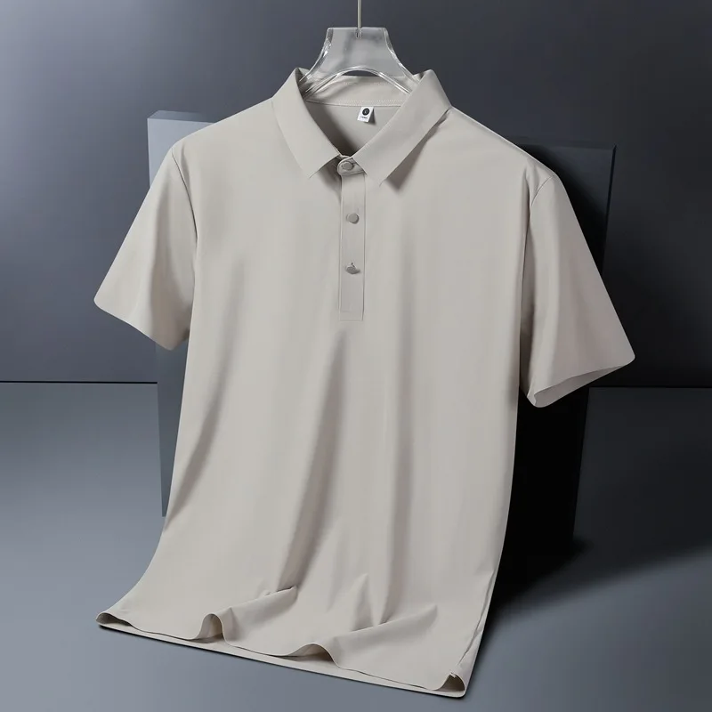 

Ice Silk Seamless Short-sleeved Polo Shirt Men's Summer High-end T-shirt Lapel Men's Business Casual Men's Top