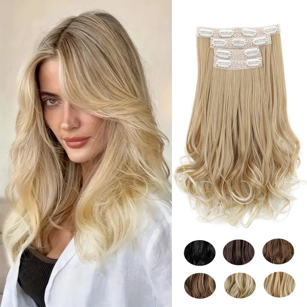 

Синтетическая заколка для наращивания волос в волнистым набором шиньонов для женщин, длинные вьющиеся, естественный вид, объемная вечеринка, ежедневное использование