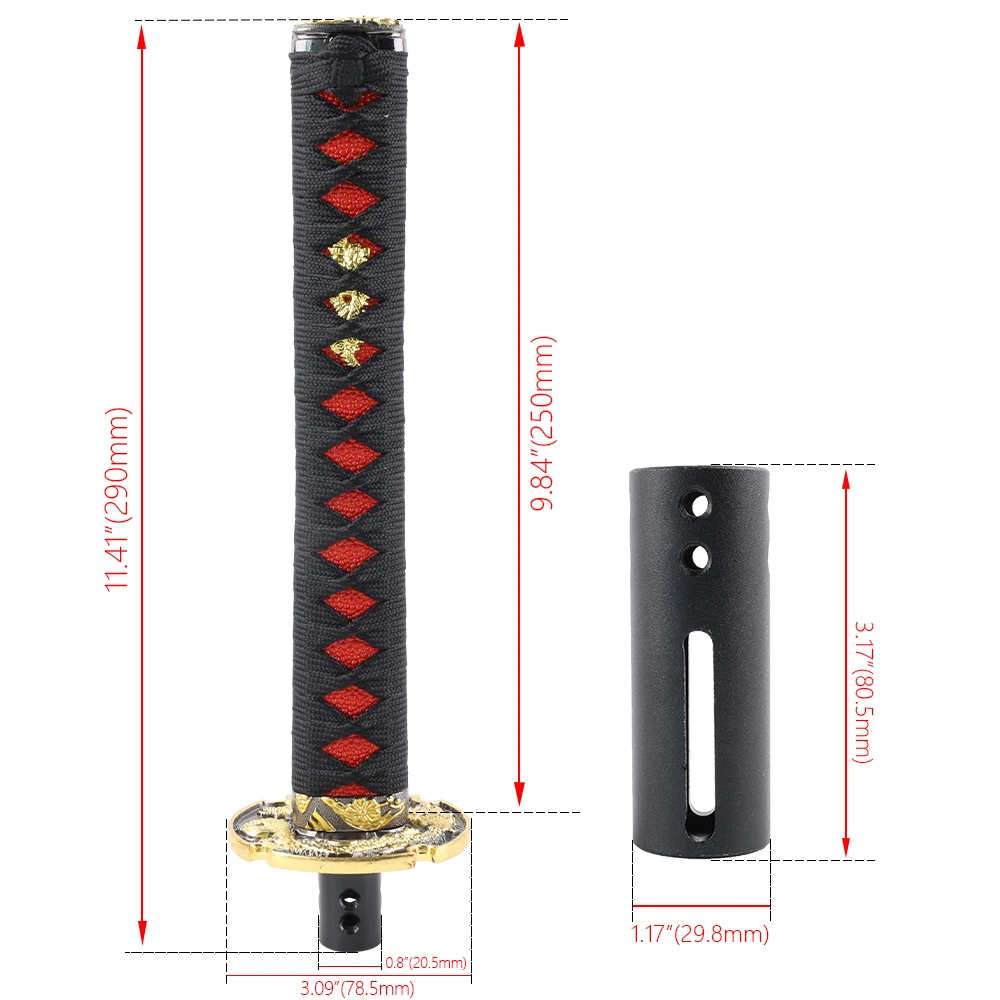 25CM Samurai Sword Automatic Leather Shift Knob Universal For Lock/Button Transmission Cool Katana Gear Shifter Lever