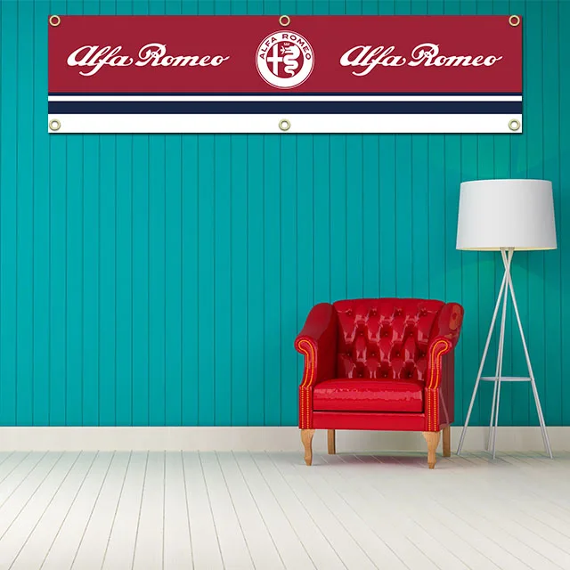 60X240cm Alfa Romeos Racing Flag Polyester Printed Garage or Indoor Outdoor Decoration Banner