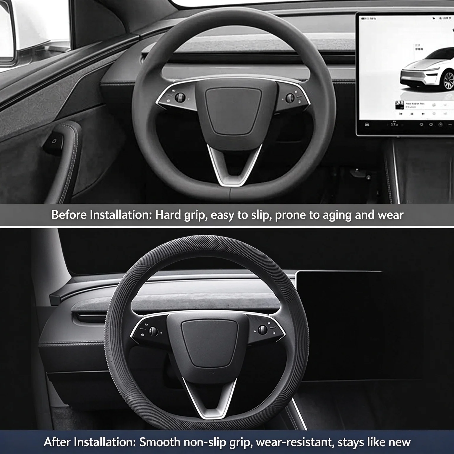 For Tesla Model 3/Y/YL All Season Silicone Steering Wheel Cover Anti-Slip Sweatproof Universal Round Car Interior Accessories