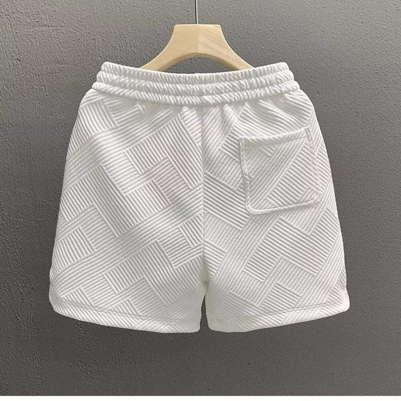 Pantalones con patrón de rombos para hombre, ropa de casa de verano, medio pantalón