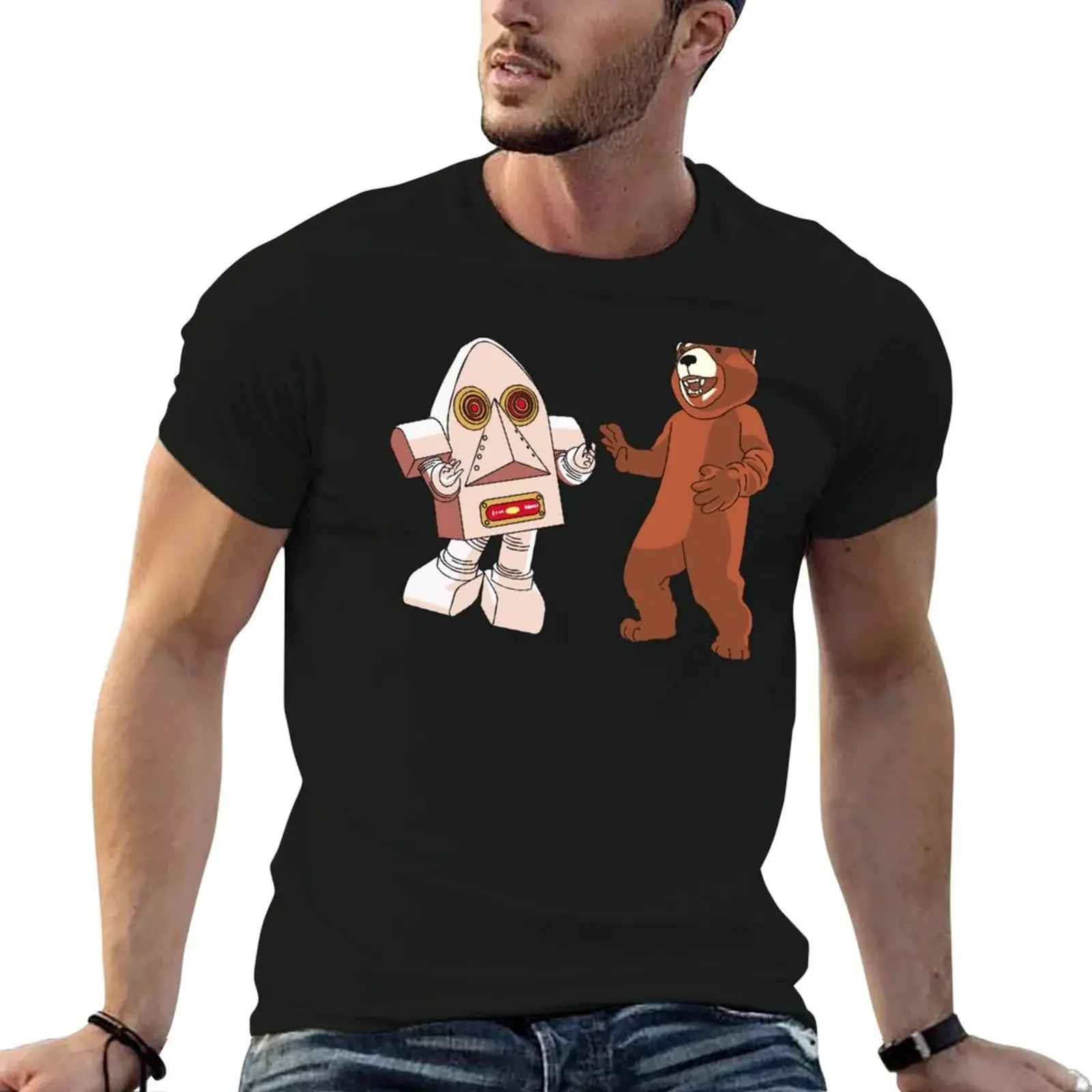 

Robot Bear Talk Show T-Shirt custom t shirt Funny t-shirts blue lock men t shirts high quality