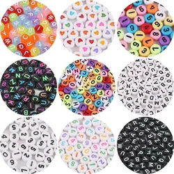 100/200/300/500pcs Mixed Color Acrylic Letter Beads Alphabet Spacer Beads For Jewelry Making Handmade DIY Bracelet Necklace