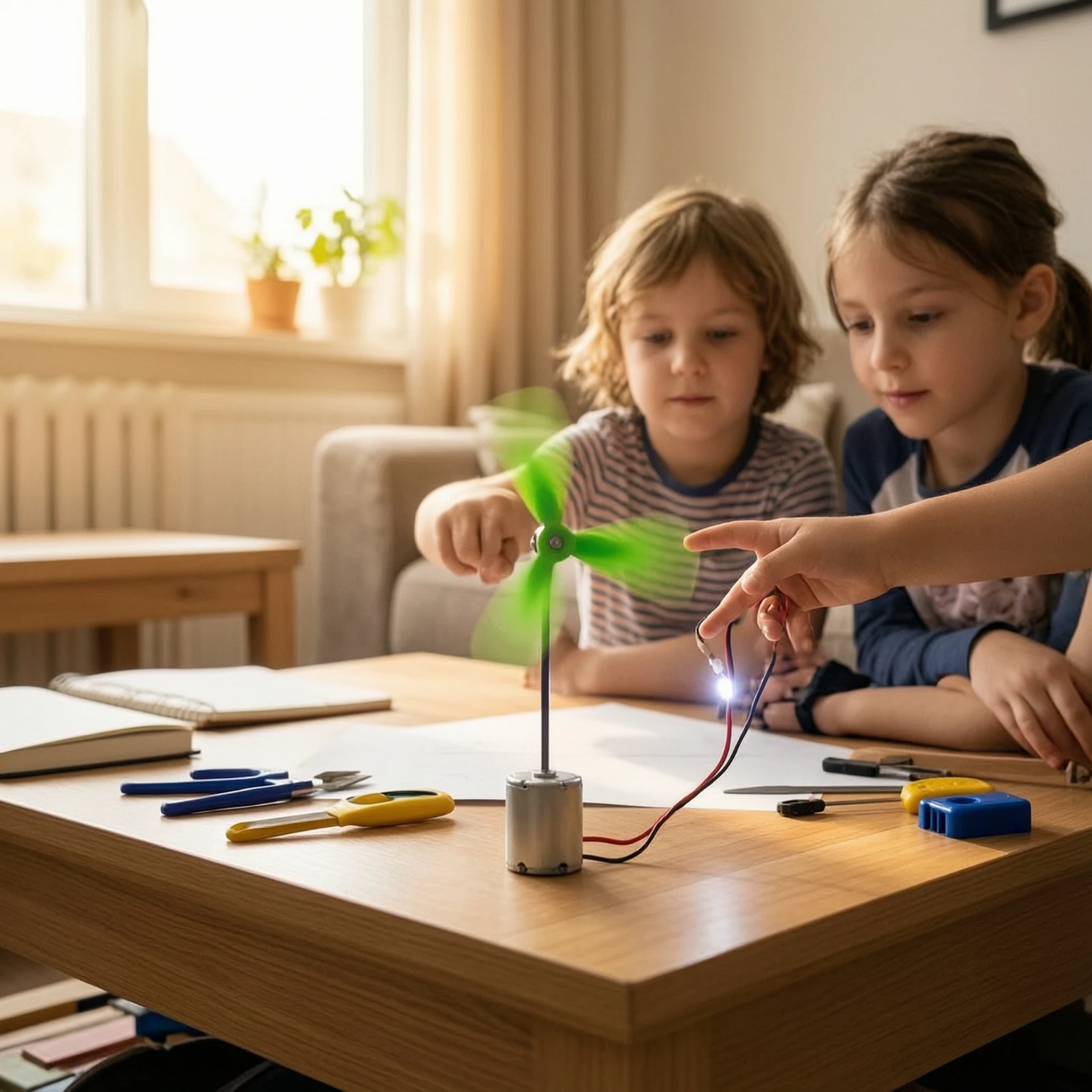 Wind Generator with LED Compact Wind Turbine with Propeller DC Motor Generator STEM Renewable for Students - view 5