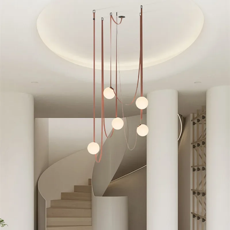 Imagem -05 - Glass Ball Pendant Light Simple Designer Light Villa Loft Loft Light Living Room Dining Room Stair Lighting