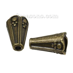 Vintage Handmade Beads Caps Cone Antique Bronze Pattern Charms DIY Jewelry Findings(Fit Beads Size: 8mm Dia.) 12mm x 8mm,100PCs