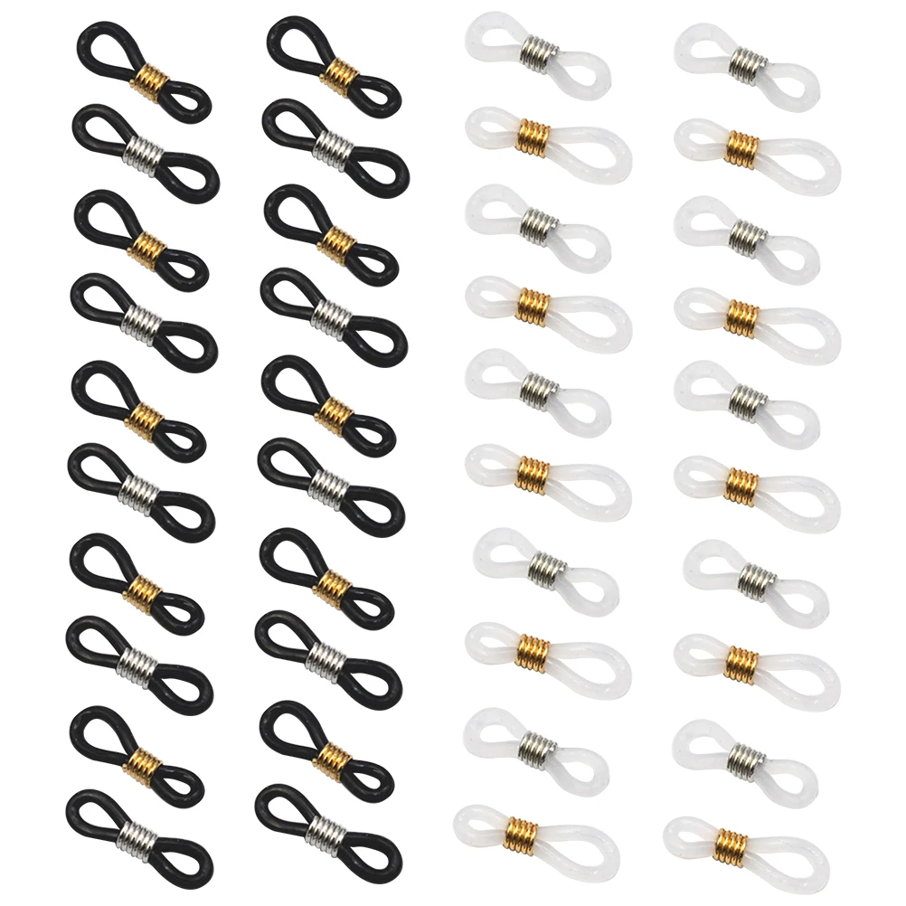 

40 Pcs Glasses Chain Anti slip Clips Buckle Silicone Holder DIY Accessories Connector Black Gold Plated Clear White K Gold