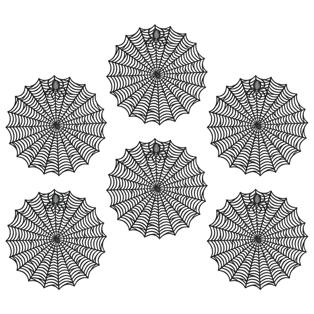 

6 Pcs Black 38cm Round PVC Placemats Washable Reusable Non Skid Table Mats Dining Kitchen Bowl Dish Pot Mat Coaster