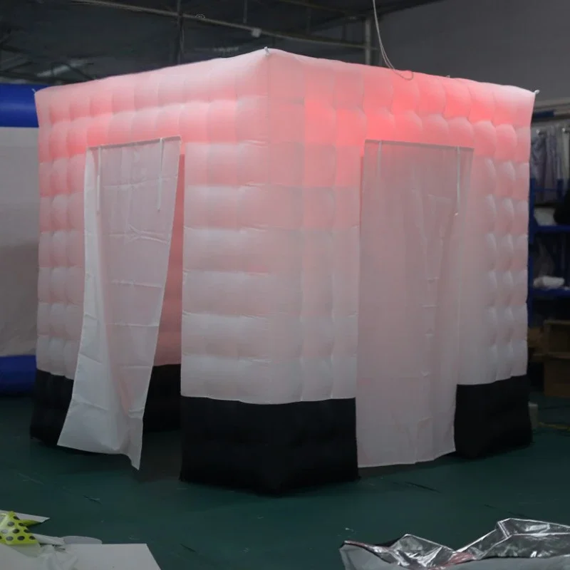 360 كابينة تصوير خيمة مكعب محمول قابل للنفخ مع قاع أسود مضاد للأوساخ وإضاءة LED علوية لحفلات الزفاف (2.5 متر/8.2 قدم)