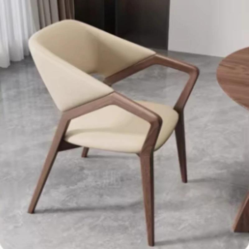 Sillas de comedor con reposabrazos beige, respaldo elegante, moderno, de lujo, para conferencias, sillas de comedor decorativas para cocina, muebles nórdicos