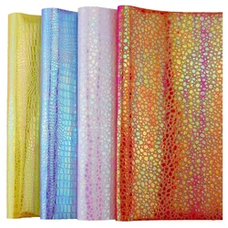 30x134cm Roll Iridescent Crocodile Snake Skin Textured Faux Synthetic Leather Fabric DIY Earrings Supplies Craft BH083