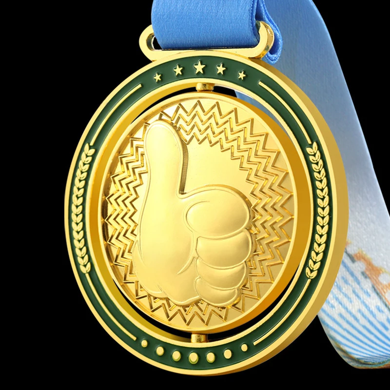 Metal rotating medal marathon commemorative medal sports event basketball football badminton universal commemorative items