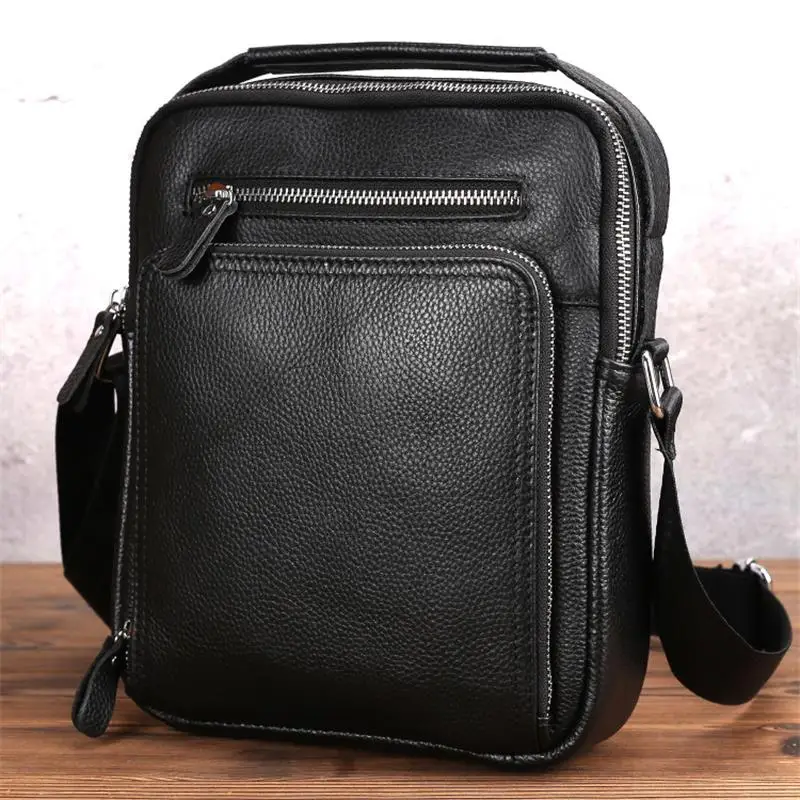 Newsbirds Leather Shoulder Bags Real Cowhide Small Crossbody Bags For Summer Outdoor Men's Sling Bags for Ipad  9.7 inch Male