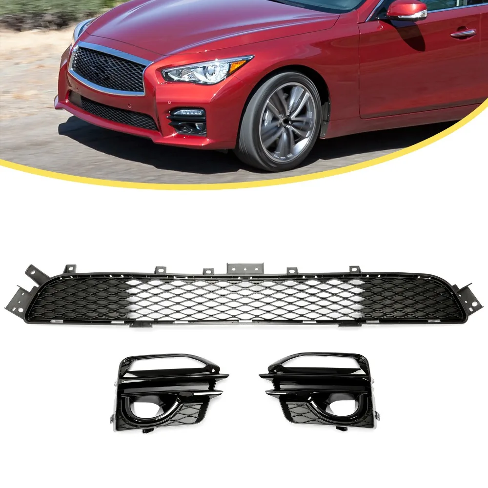 

Подходит для Infiniti Q50 Sport 2014 2015 2016 2017: Передняя нижняя решетка и накладки на противотуманные фары