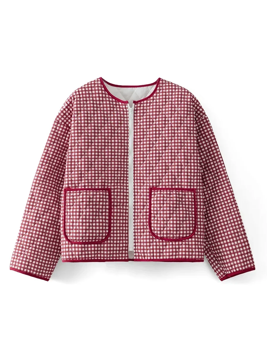 Women\'s Autumn Winter Floral Print Quilted Padded Jackets Collar Zip-up Coats Warm Outwear