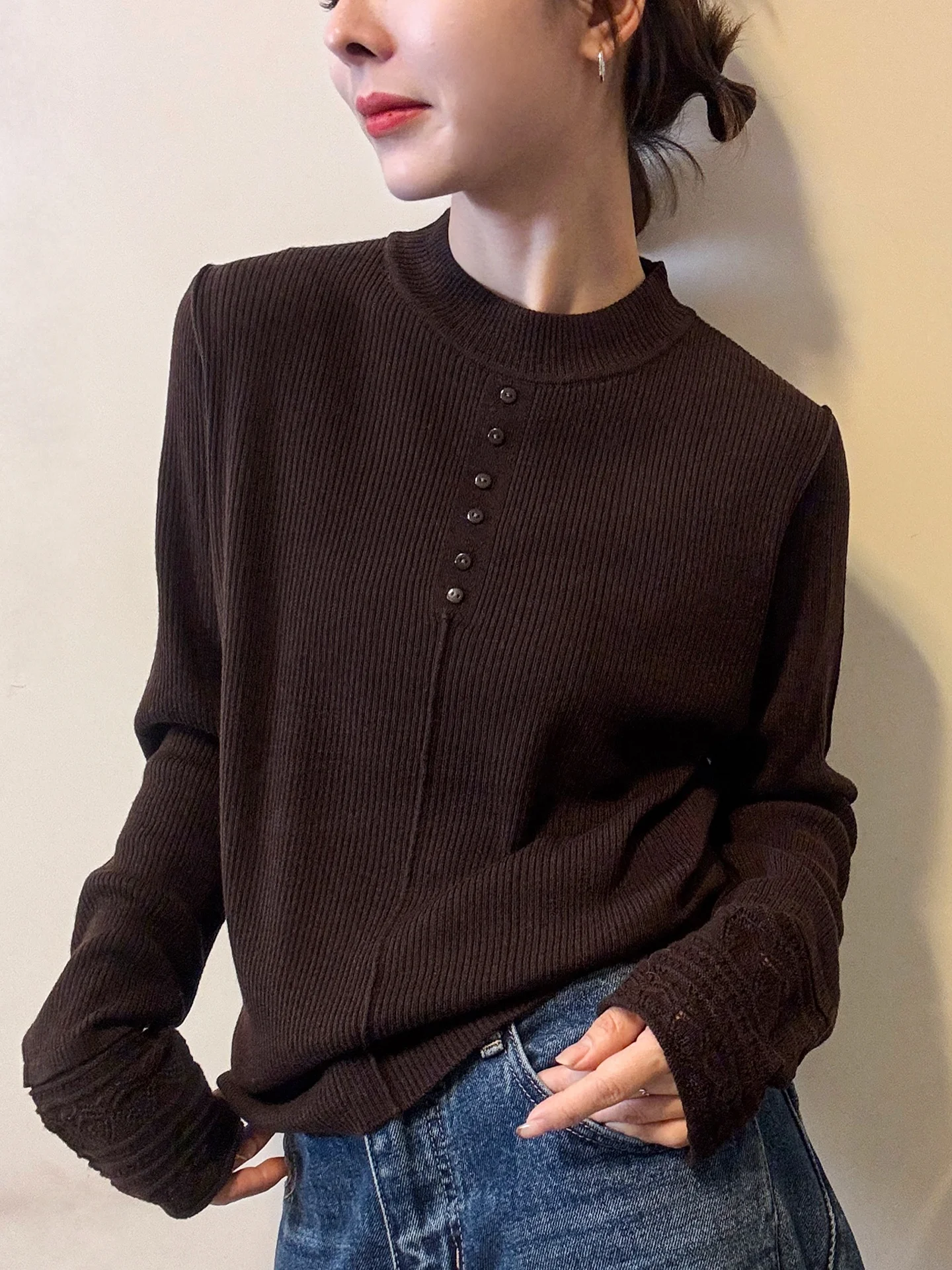 Eenvoudig gebreide lange Sve f hoge kraag casual ontwerp damestrui zachte winter innerlijke slijtage woon-werkverkeer normale pasvorm