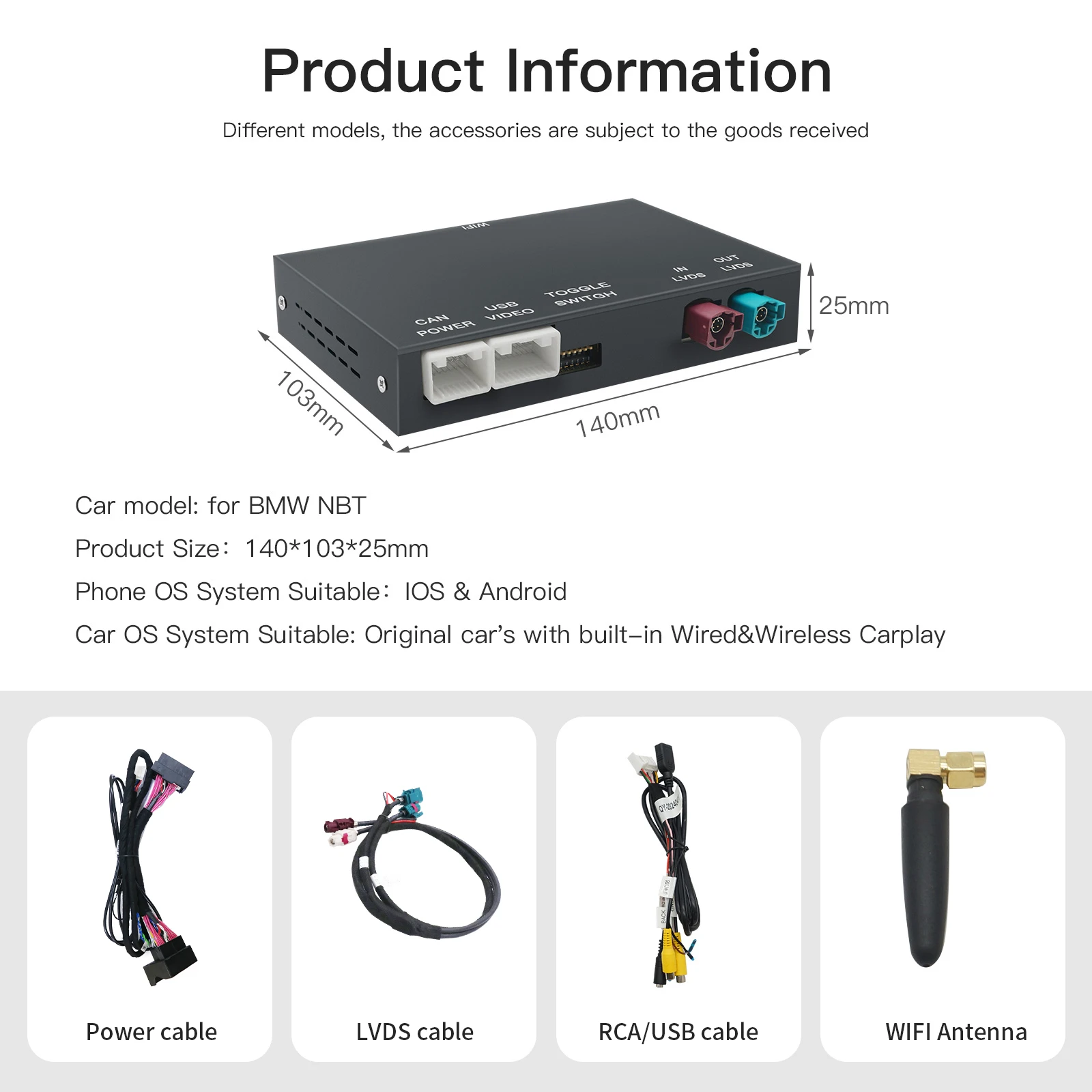لاسلكي CarPlay أندرويد السيارات لسيارات BMW NBT CIC نظام 1 2 3 4 5 X1 X3 X4 X5 F20 F21 F23 F30 F31 F34 F35 F10 F11 F48 F25 F26 F15