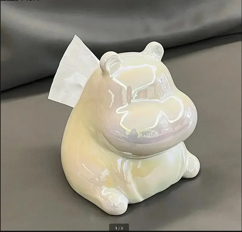 

Керамическая коробка для салфеток, украшение, креативная милая коробка для салфеток с бегемотом, салфетки для гостиной, коробка для хранения салфеток, украшение для дома, искусство
