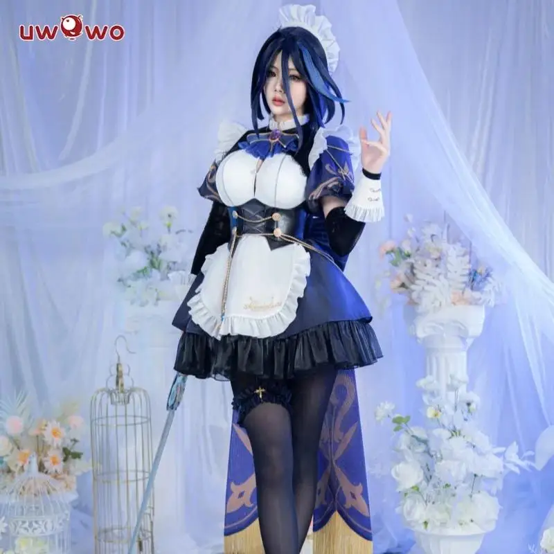 

LAST BATCH UWOWO Exclusive Clorinde Cosplay Genshin Impact Fanart Clorinde Maid Cosplay Costume with Bow Maid Dress Halloween