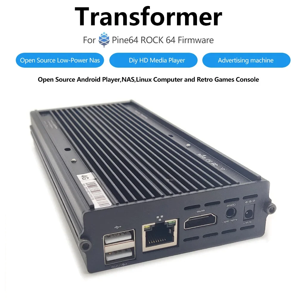 Lettore Android open source NAS Linux Computer Console di giochi retrò Trasformatore popcorn per kit moduli Pine64 ROCK64