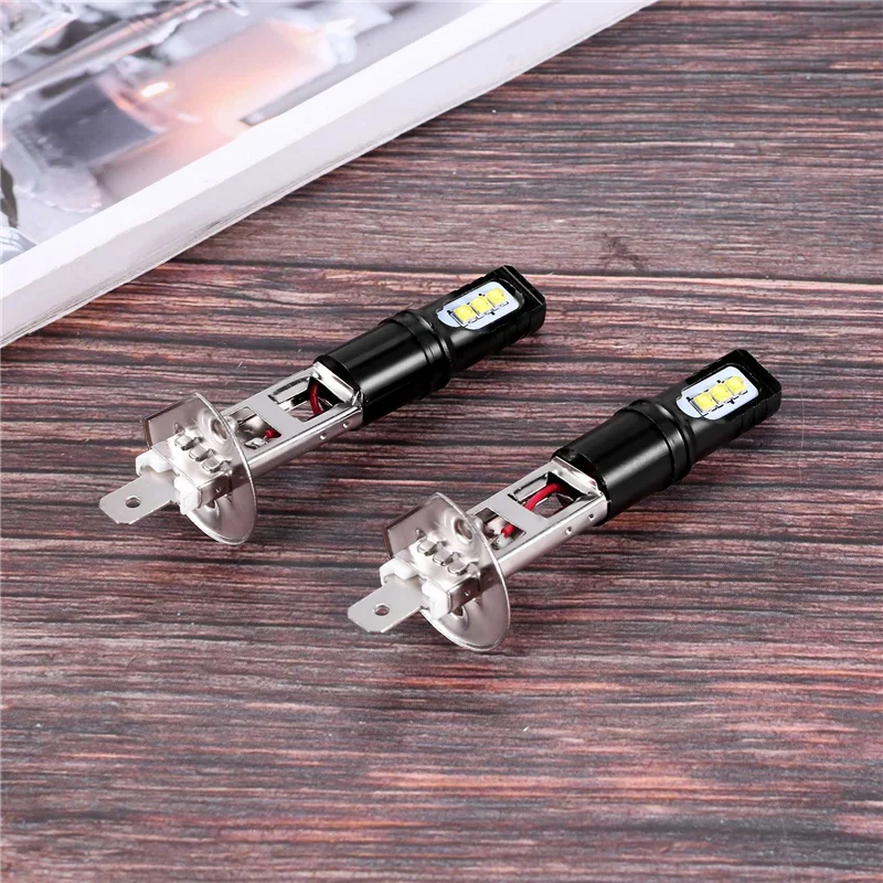 2X H1 6000K Super Bright White 6000LM DRL LED Headlight Bulb Kit High-Beam