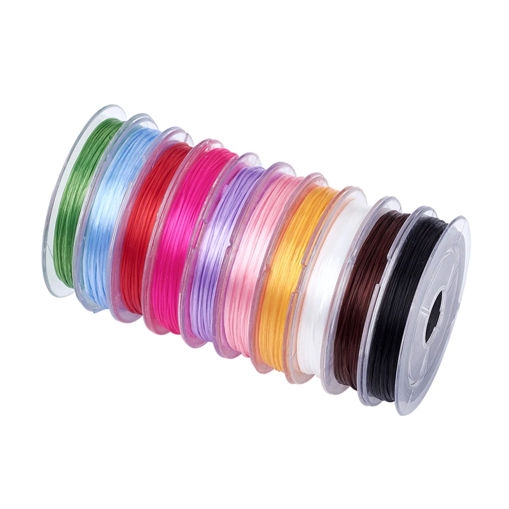 

10Roll Crystal Elastic Cords 0.8mm Flat Strong Stretchy Beading Thread Jewelry Strings for Jewelry Making Accessories,10m/Roll