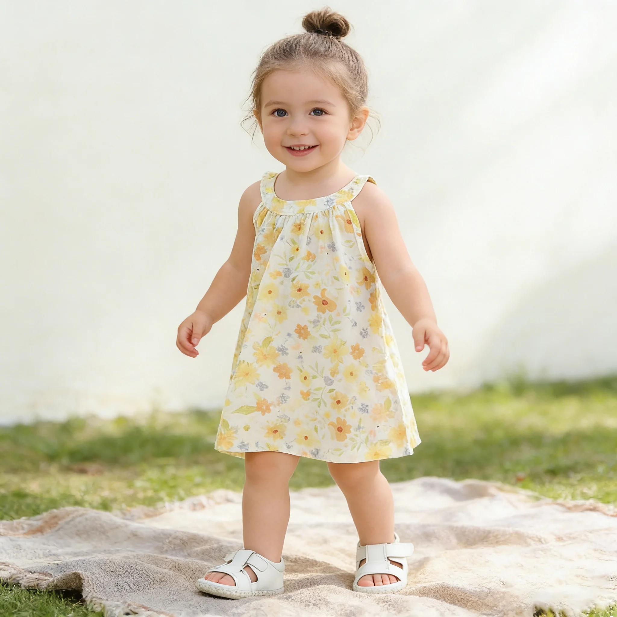 Summer Baby Girls's vocation dress 6 months-6years Infant Toddler Halter Strap Sleeveless Floral Printing Mini dress for girls