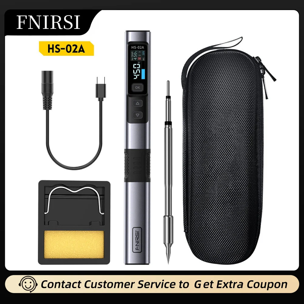 

FNIRSI HS-02 Intelligent Digital Soldering Iron Kit 100W Thermostatic Mini Soldering Pen Solder Iron Welding Repair Tool DC9-24V