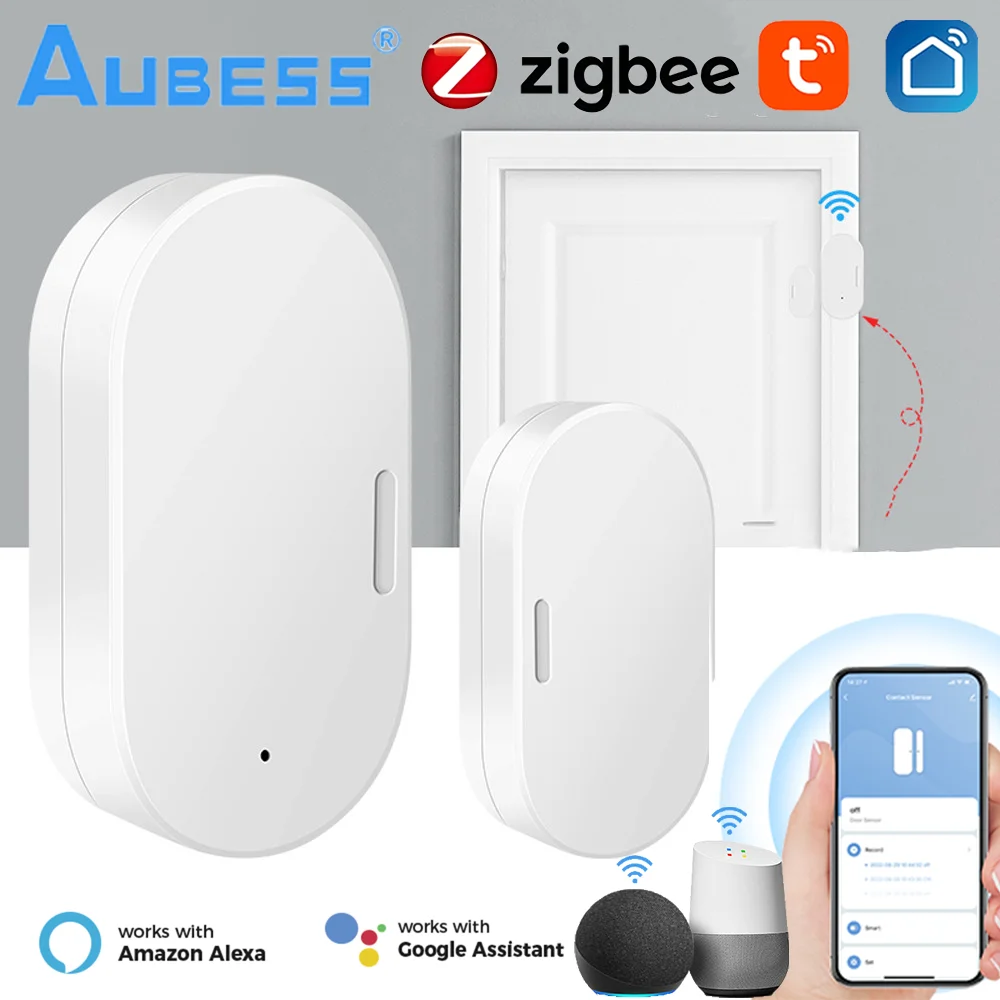 sensor de porta e janela tuya zigbee com bateria seguranca domestica inteligente detector de mini janela controle de voz app alexa e google home 01