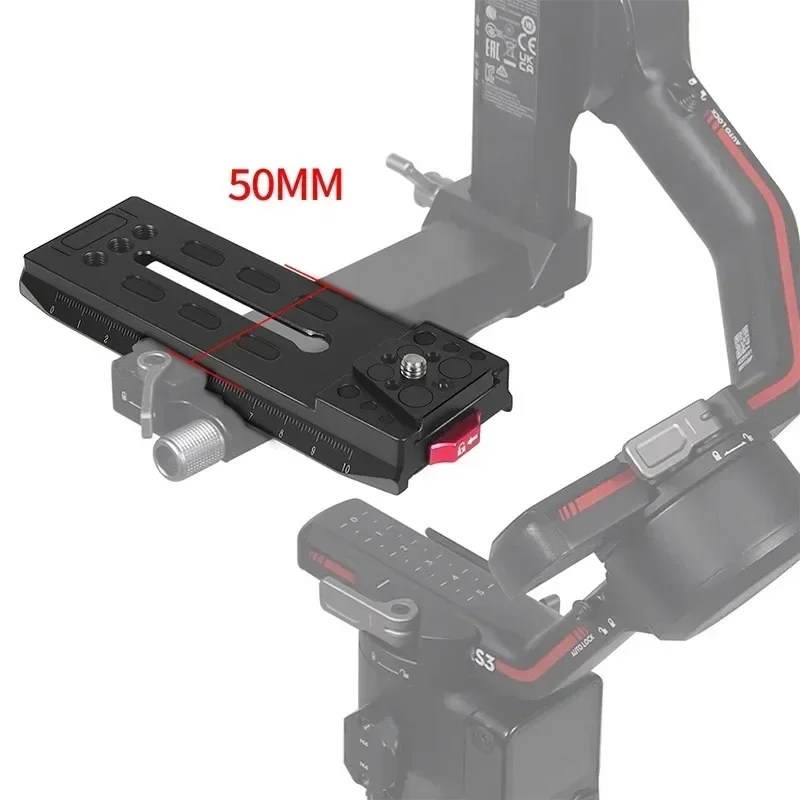 50mm Quick Release V-Lock Plate for DJI RS3 RS4 Camera Stabilizer for Manfrotto Tripod Telephoto Lens Bracket Slide Rail Holder