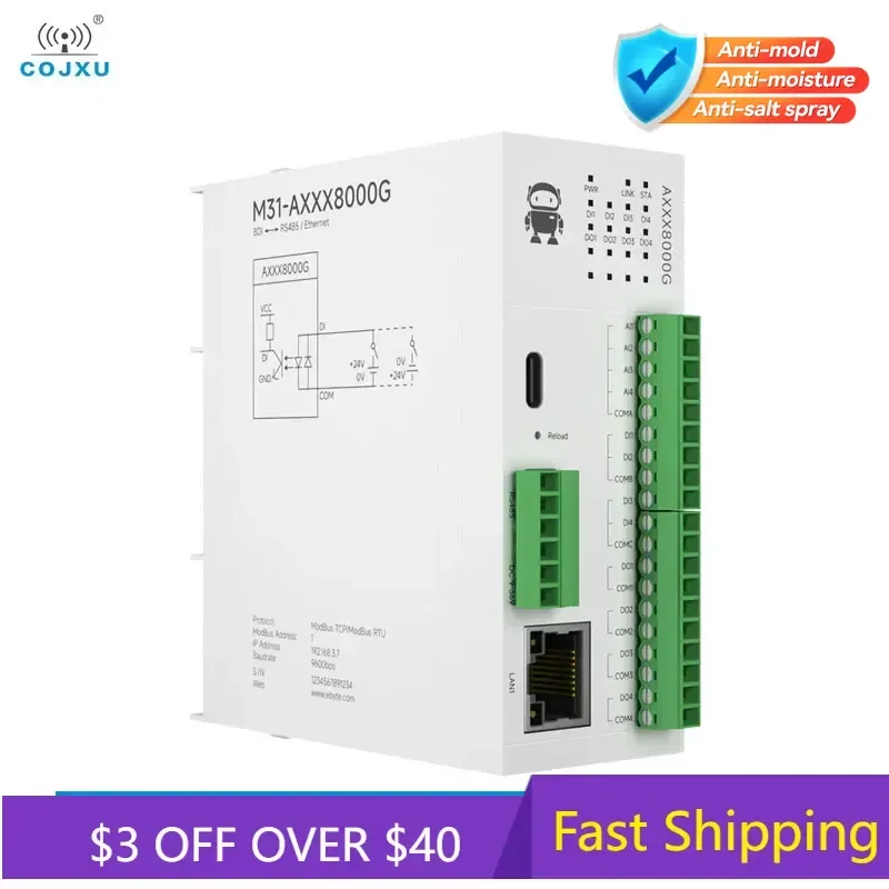 

Distributed Remote IO Module Series RS485 RJ45 Analog Switch Acquisition COJXU M31 Host Expansion Module Modbus Free Splicing