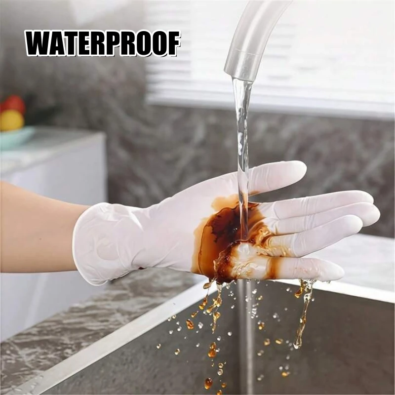 Guantes desechables de nitrilo blanco, guantes de limpieza del hogar de calidad alimentaria de 4mil, guantes de cocina sin polvo para cocinar alimentos, preatuaje