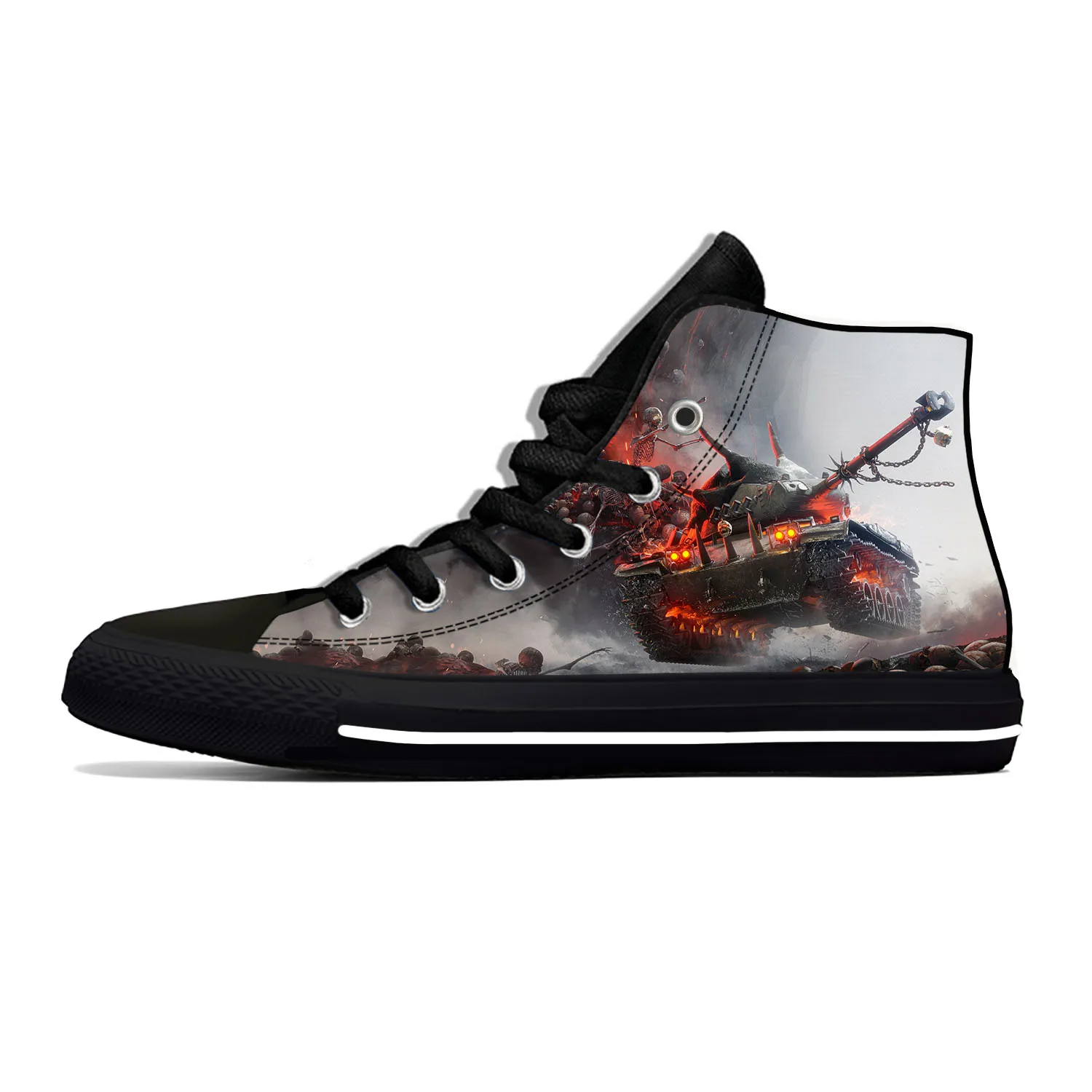 Anime Cartoon Game World Of Tanks Tank Fashion Casual Cloth Shoes High Top Lightweight Breathable 3D Print Men Women Sneakers