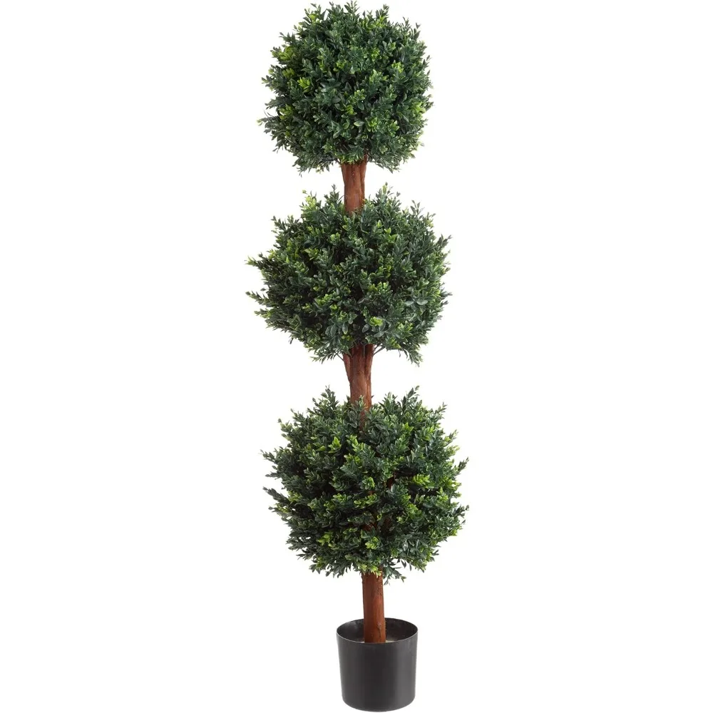 

Pure Garden Artificial Tree -5FT False Hedyotis Diffusa Ball Plant Weighted Pot - Indoor Display or Front Hole with Fake Plants