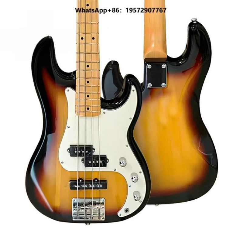 Professional Classic Style Mahogany Body Maple Neck Fingerboard Polished 4-String Electric Bass Guitar
