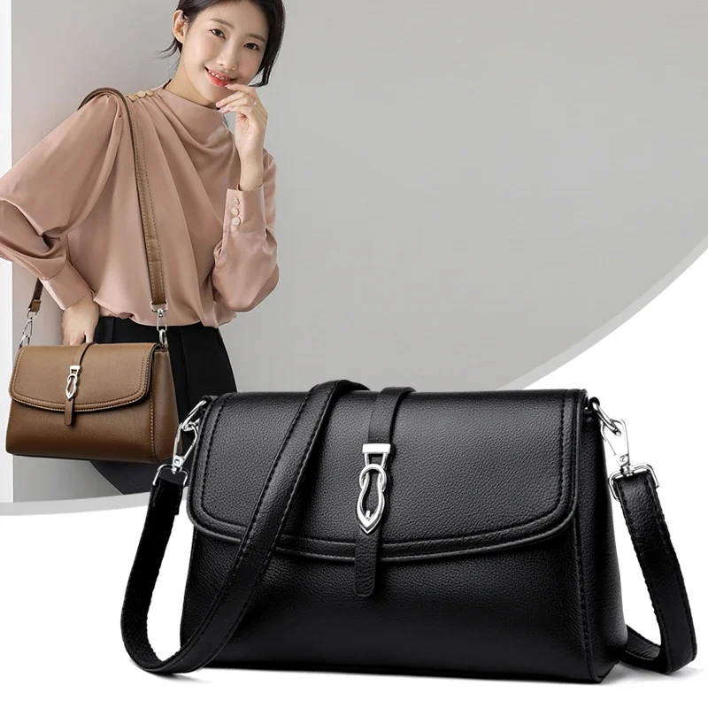 

New Retro Soft PU Leather Women Shoulder Underarm Bags Casual Solid Color Small Top-Handle Handbags Ladies Fashion Shoulder Bags