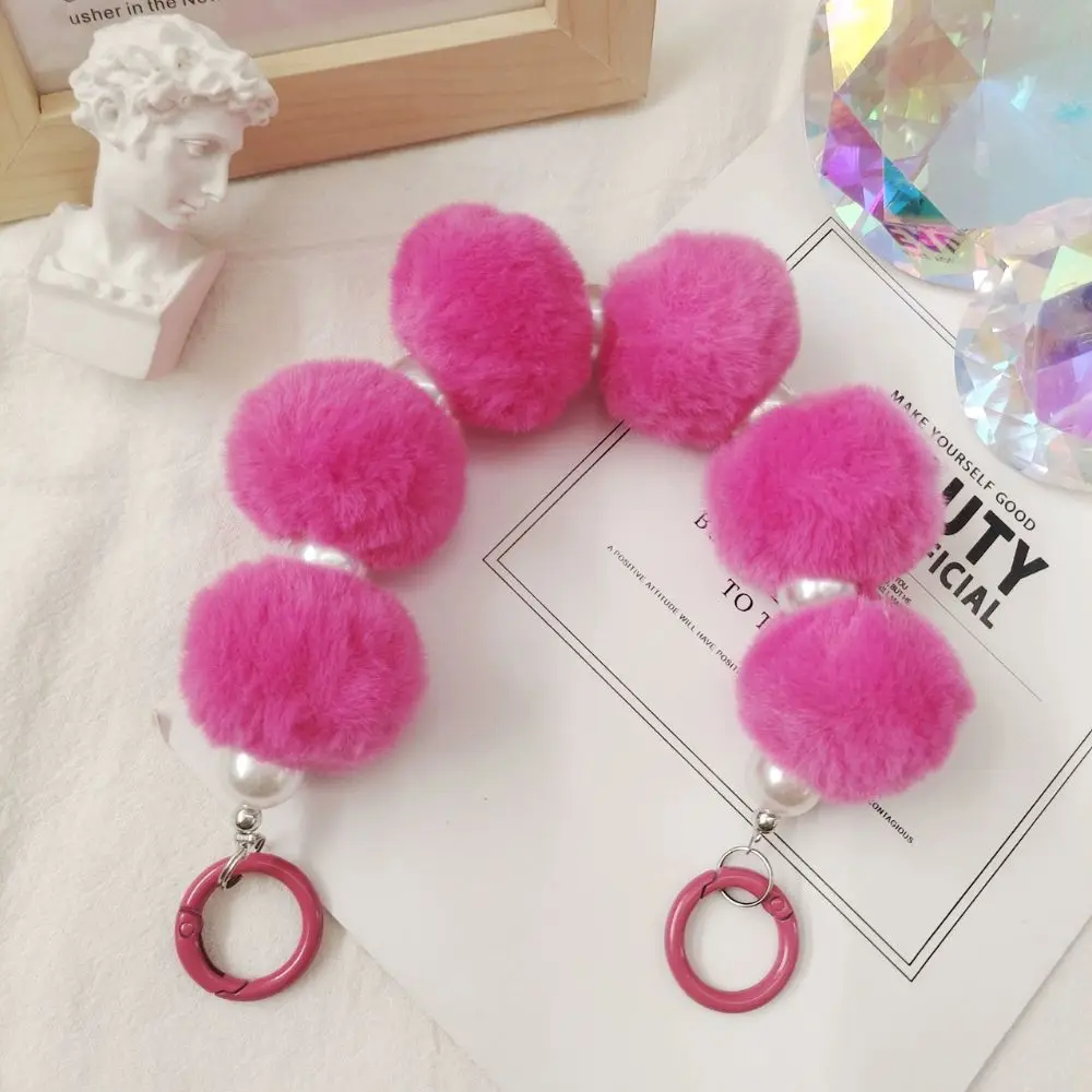 Cute Plush Balls Key Chain Phone Case Decoration Bag Pendant Phone Strap Charm Chain For Bags Woman Girl Bag Camera Pendant