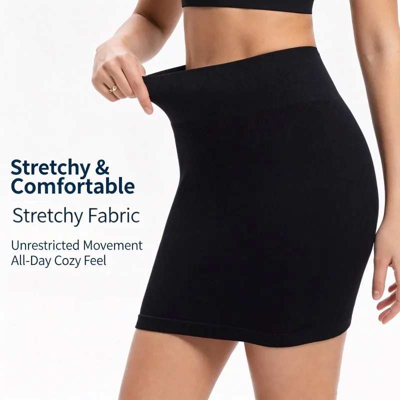 Summer Women's Yoga Hip Skirt High Waist Slim Fit Ribbed Knit A Line Mini Skirt Stretchy Casual Workout Running Beach Daily Wear