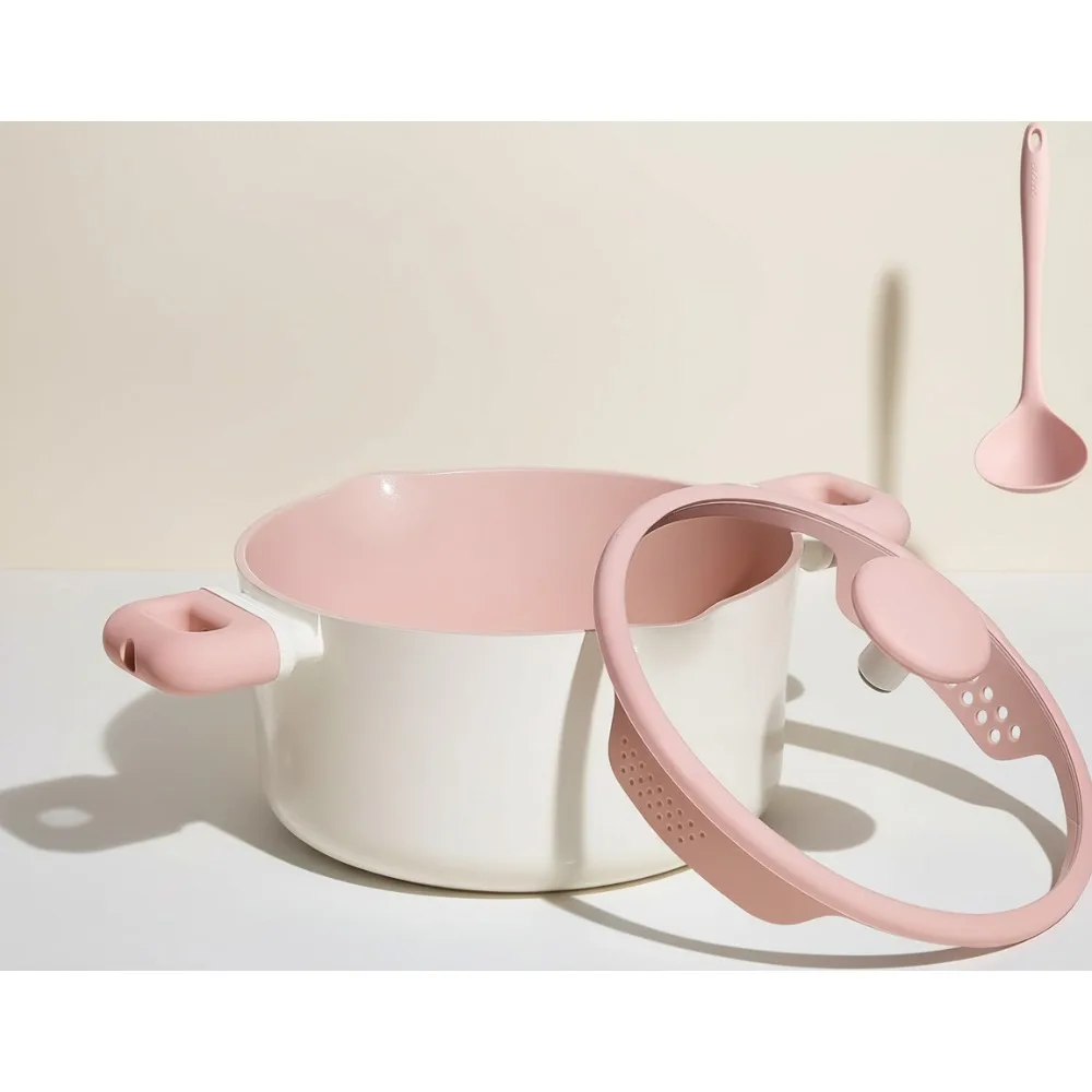 

7QT Ceramic Nonstick Stock Pot with Lid, PFAS PFOA Free Casserole, Healthy Kitchen Soup Pot for Family Cooking