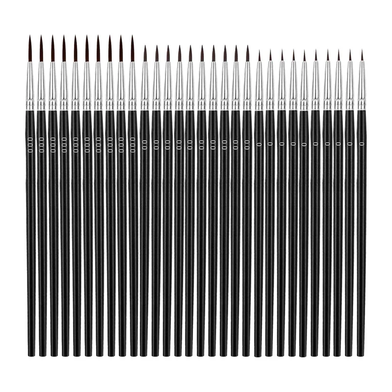 30Pcs Tiny Detail Paint Brushes Fine Paint Brushes Set with 3Size Miniature Painting Brushes for Acrylic Watercolor Oil Painting