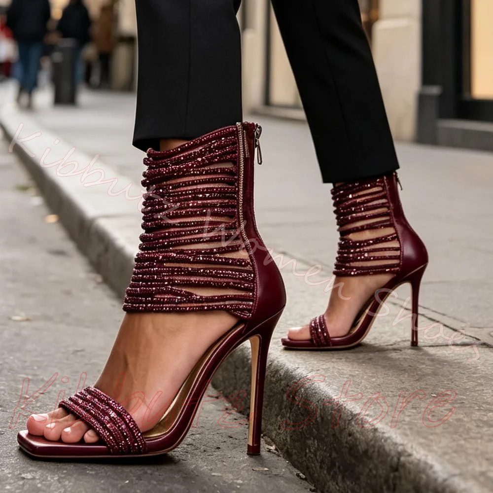 Mehrfach umwickelte Riemchensa – Metallic Heel Sandal Bewertung und Preis