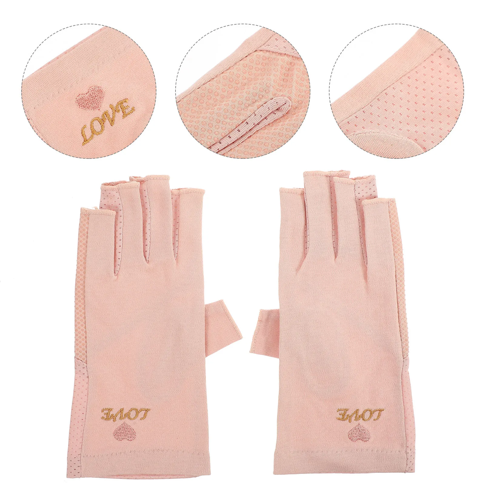 

1Pair Sun Protection Gloves Uv Resistant Cotton Material Half Finger Reusable for Nail Art Manicure Salon Uv Curing Protection