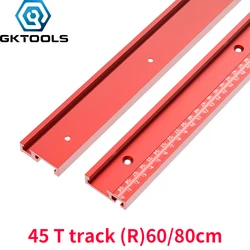 600mm/800mm Aluminium Alloy 45 T Track with Scale Slot Chute Miter Tracks Stop Woodworking Tool for Workbench Router Table