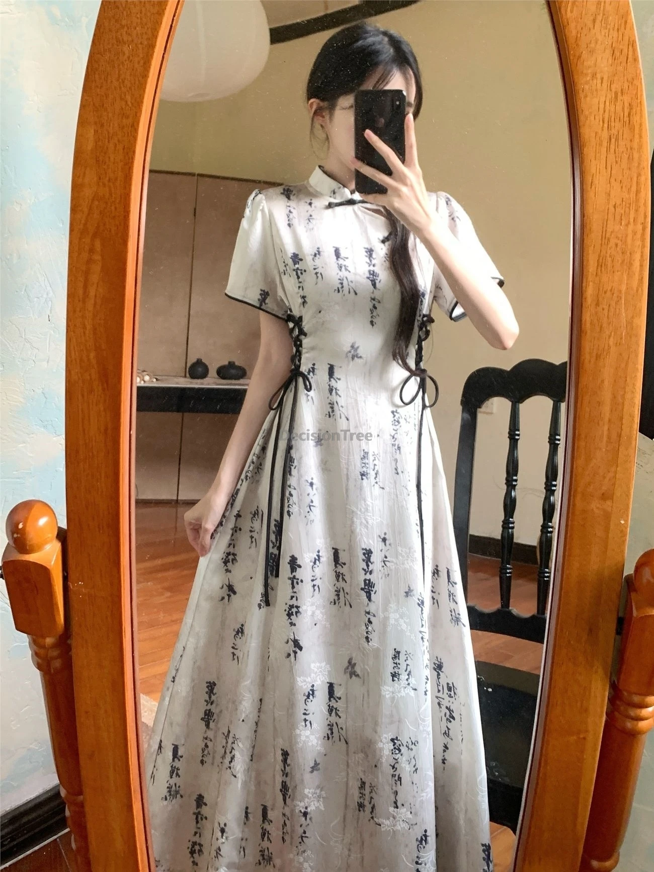 

Новинка 2021, улучшенное ретро-чернильное платье Ципао с принтом темперамента, облегающее платье, классическое изящное повседневное Ципао для отдыха